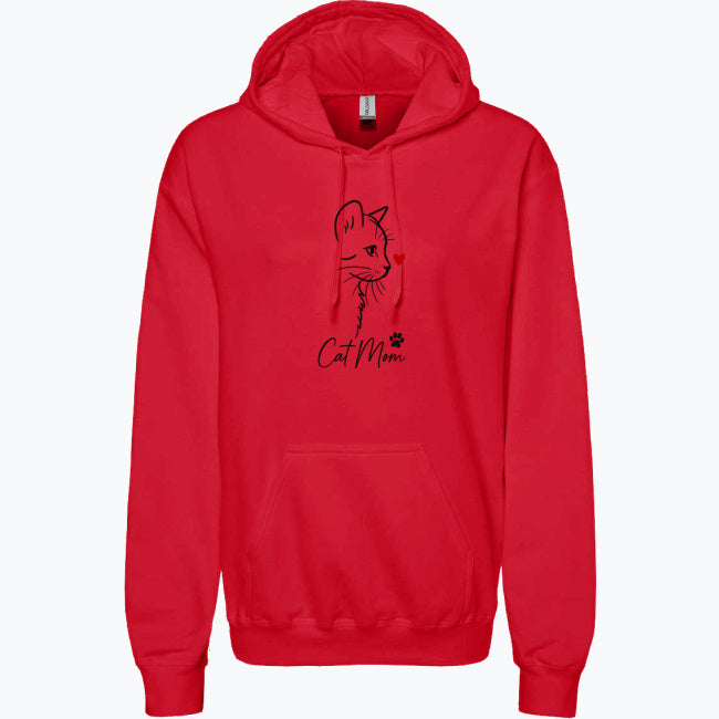 💗 Bluza 'Cat Mom', Czerwona z kapturem