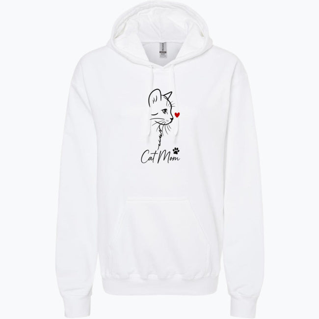 💗 Bluza 'Cat Mom', Biała z kapturem