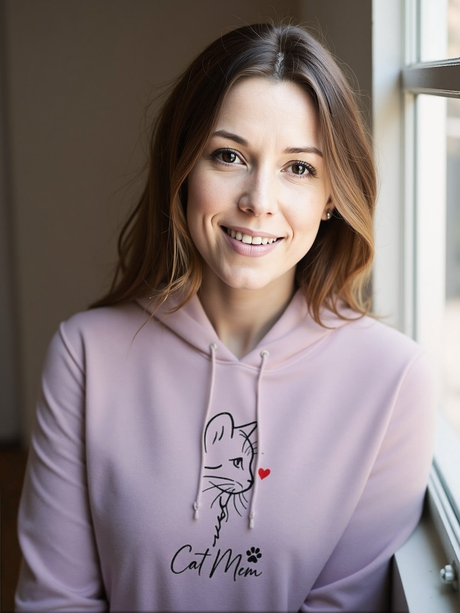 💗 Bluza 'Cat Mom', Różowa z kapturem