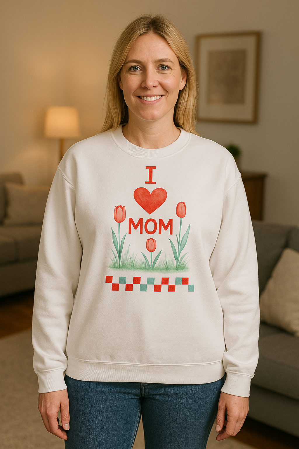 💗 Bluza 'Dzień Mamy',  Biała Typ Crewneck