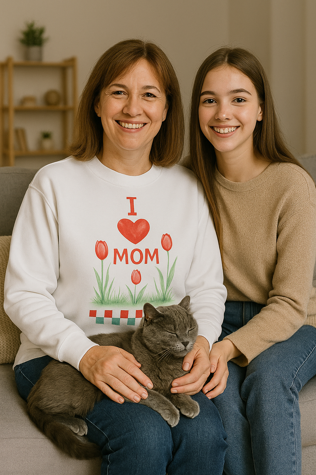 💗 Bluza 'Dzień Mamy',  Biała Typ Crewneck