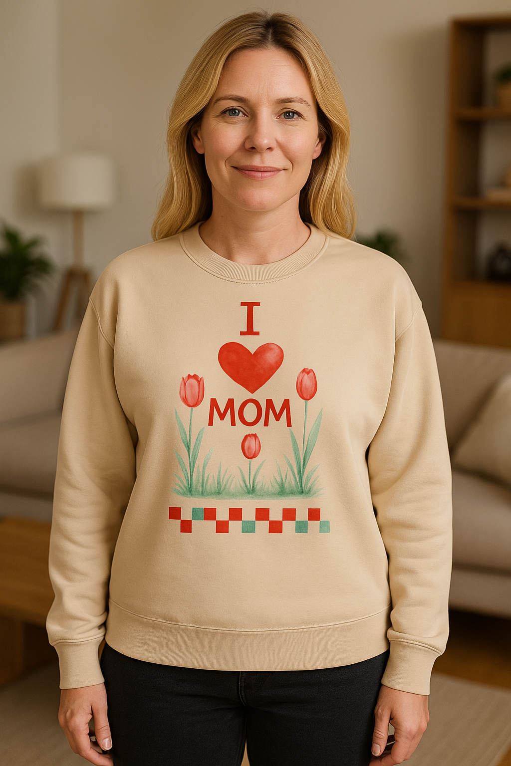 💗 Bluza 'Dzień Mamy',  Piaskowa, Typ Crewneck