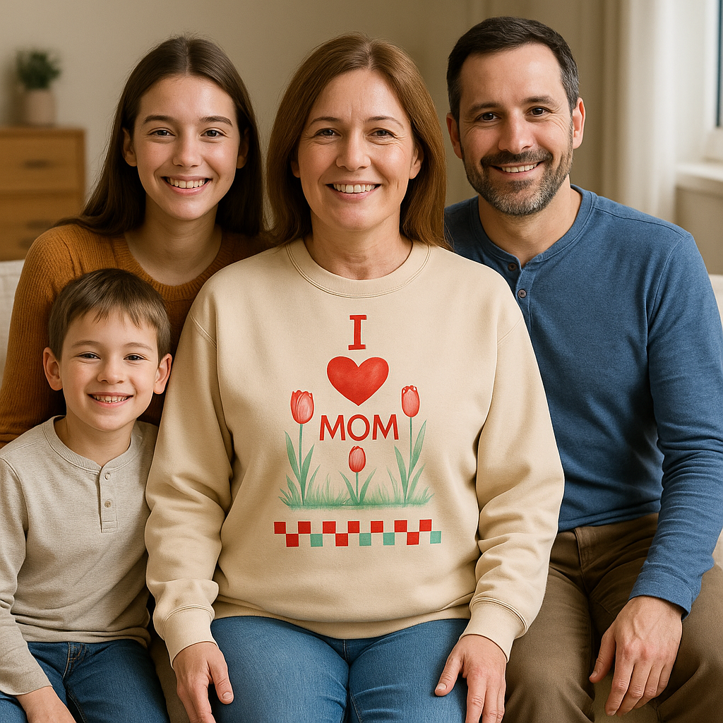 💗 Bluza 'Dzień Mamy',  Piaskowa, Typ Crewneck