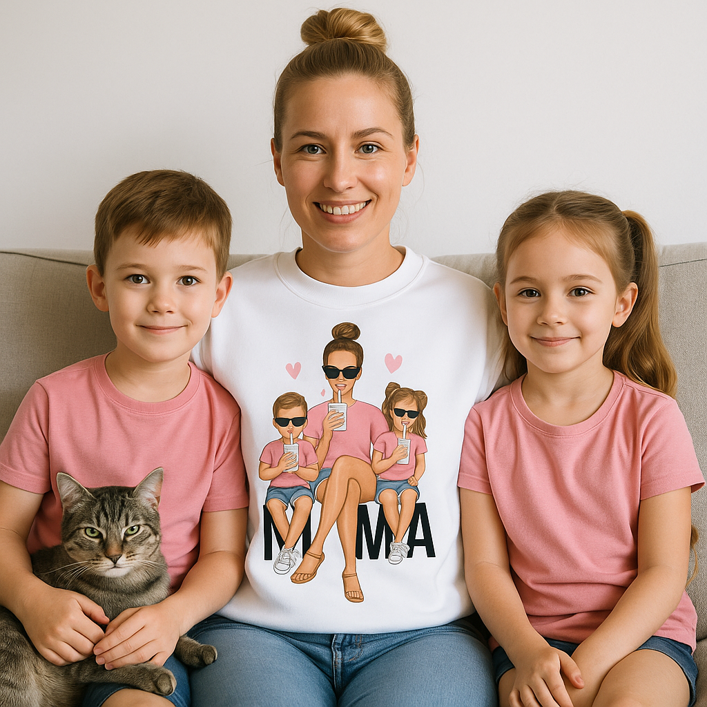 💗 Bluza 'Dzień Mamy',  Biała Typ Crewneck