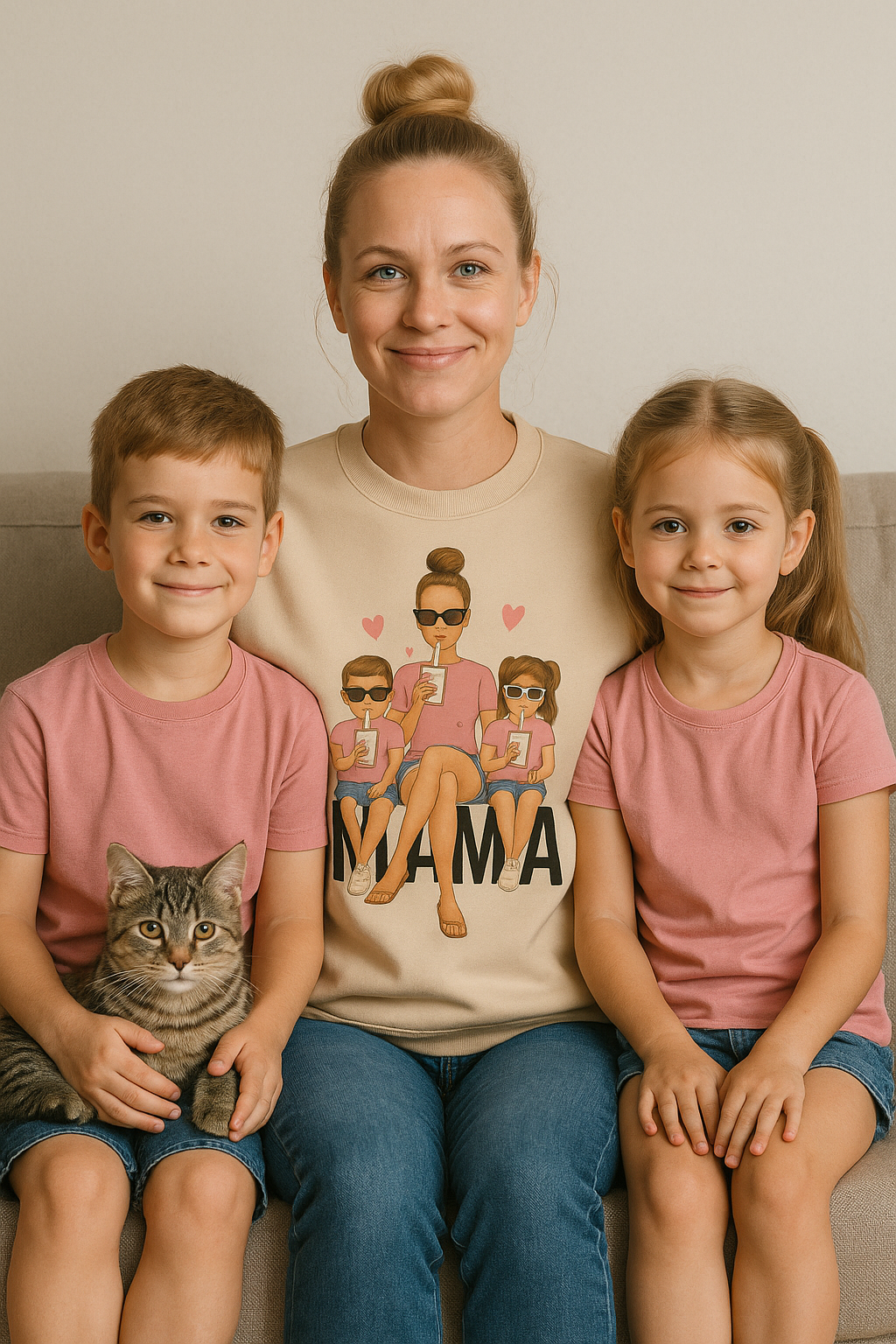 💗 Bluza 'Dzień Mamy',  Piaskowa, Typ Crewneck