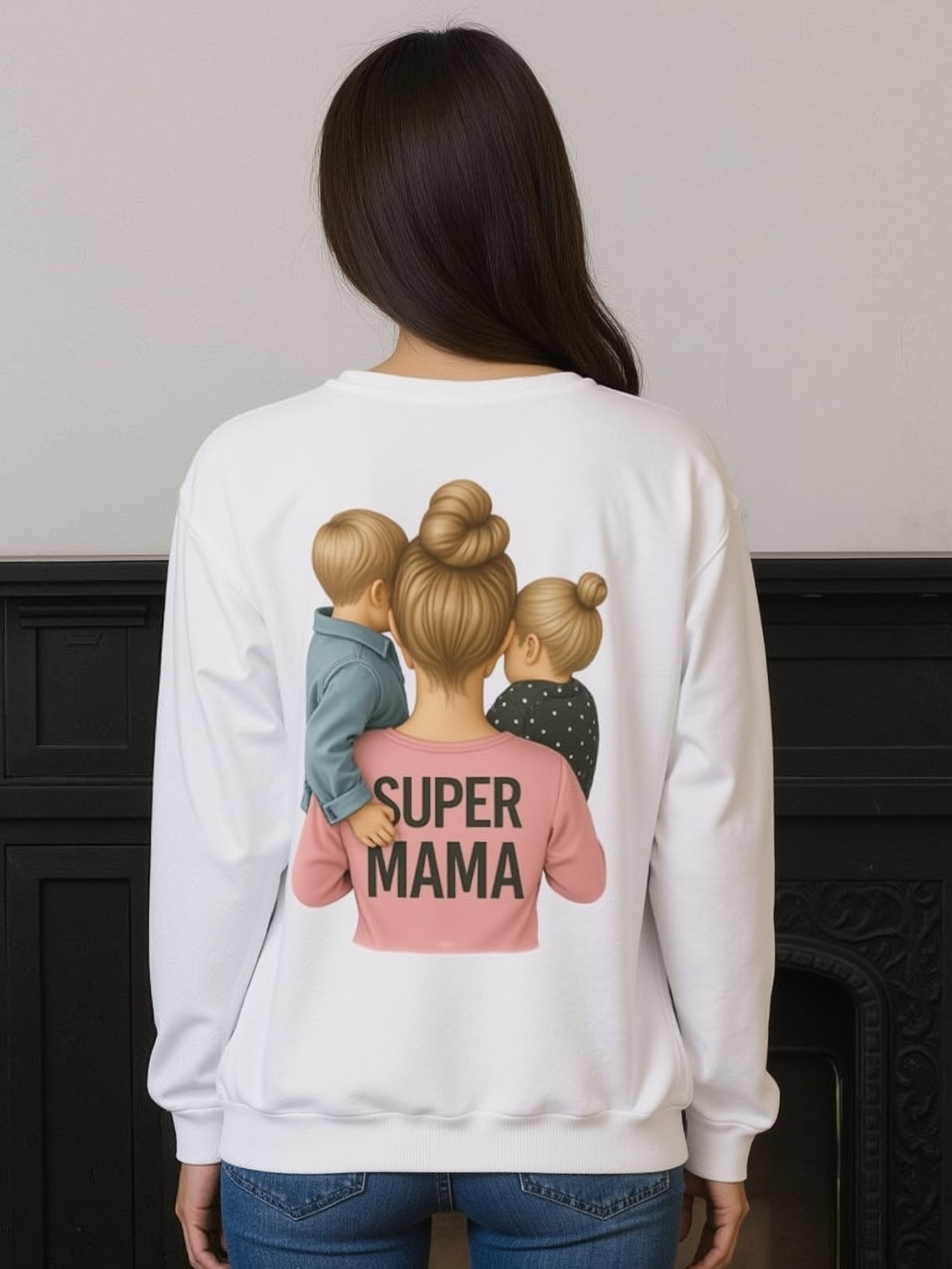 💗 Bluza 'Dzień Mamy',  Biała Typ Crewneck