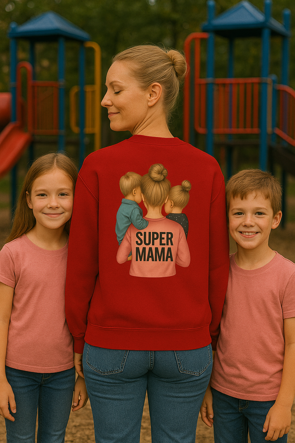 💗 Bluza 'Dzień Mamy',  Czerwona Typ Crewneck