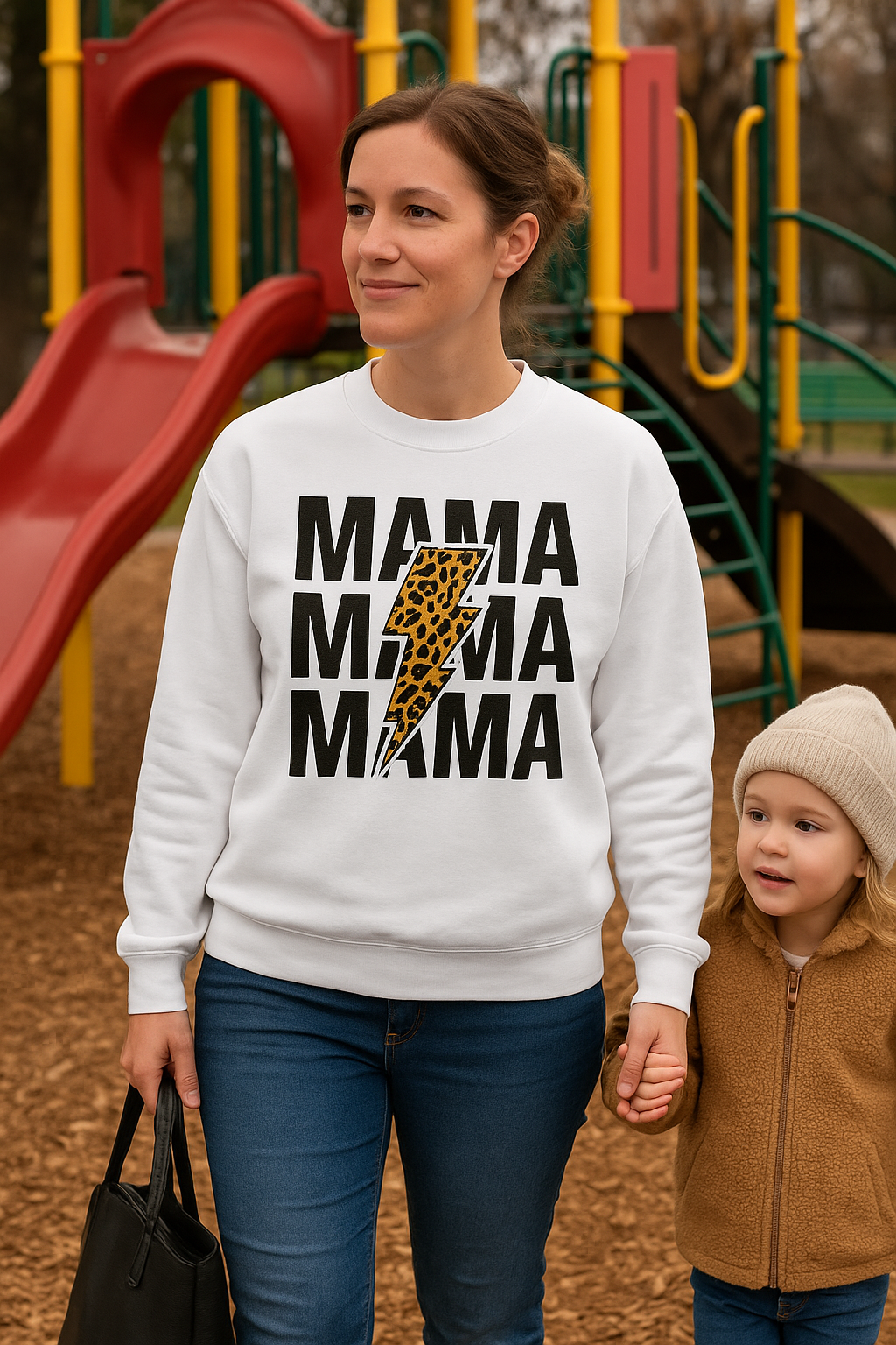 💗 Bluza 'Dzień Mamy',  Biała Typ Crewneck