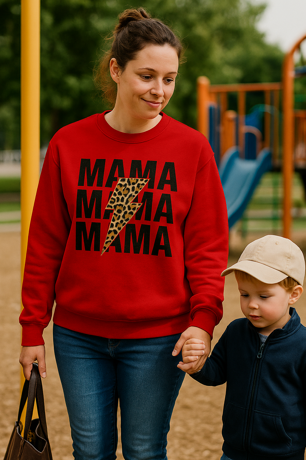 💗 Bluza 'Dzień Mamy',  Czerwona Typ Crewneck