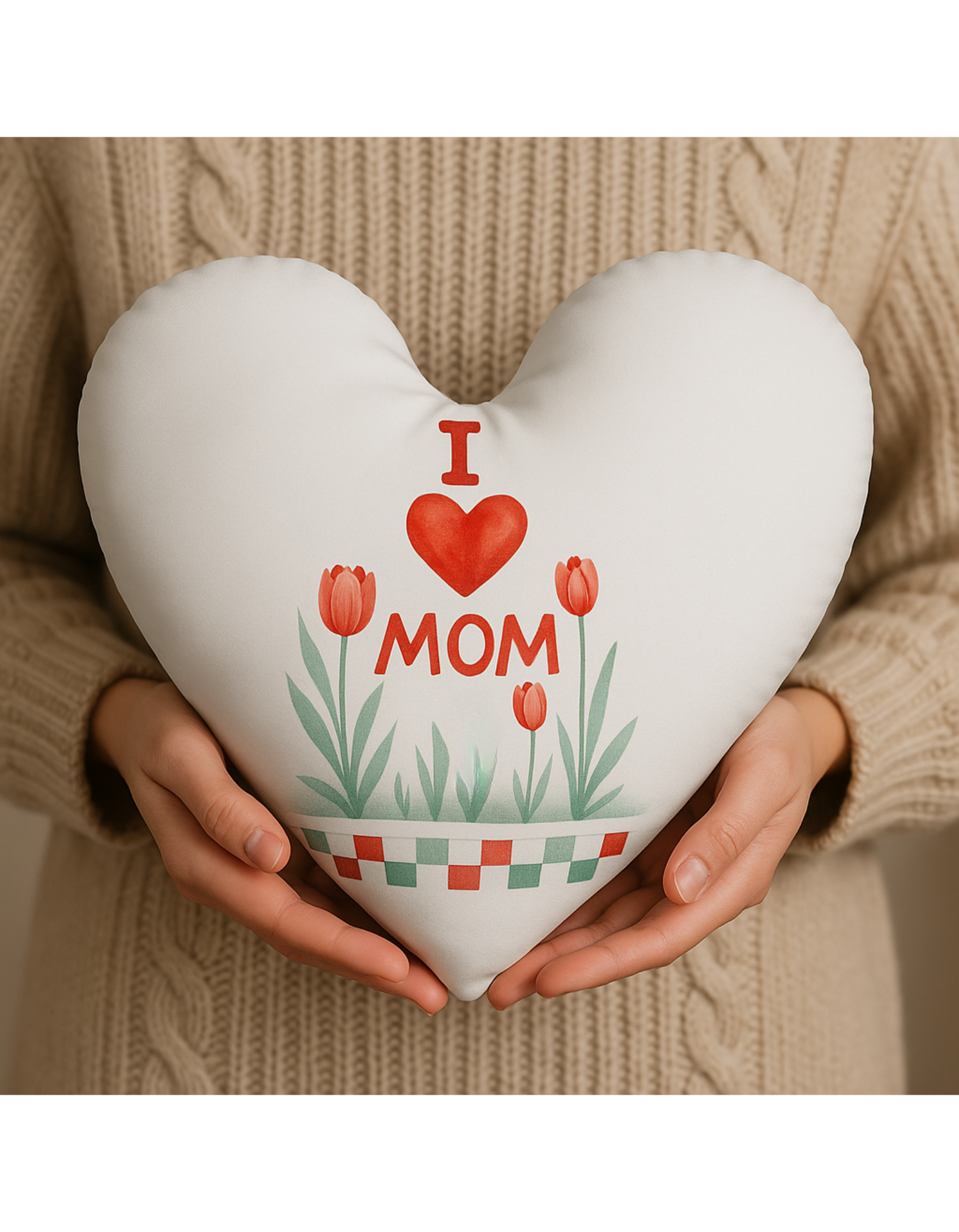 💗 Welurowa Poduszka w kształcie serca 'Dzień Mamy'